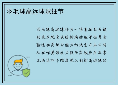 羽毛球高远球球细节